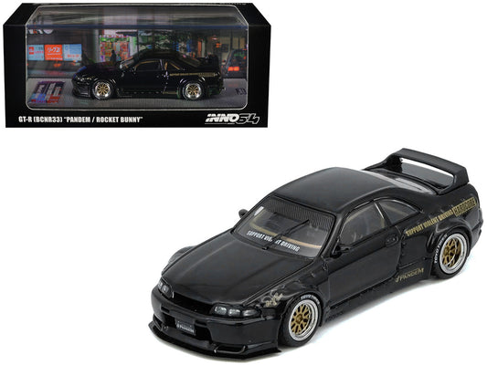 Nissan Skyline GT-R (BCNR33) RHD (Right Hand Drive) "Pandem - Rocket Bunny" Black 1/64 Diecast Model Car by Inno Models by Inno Models