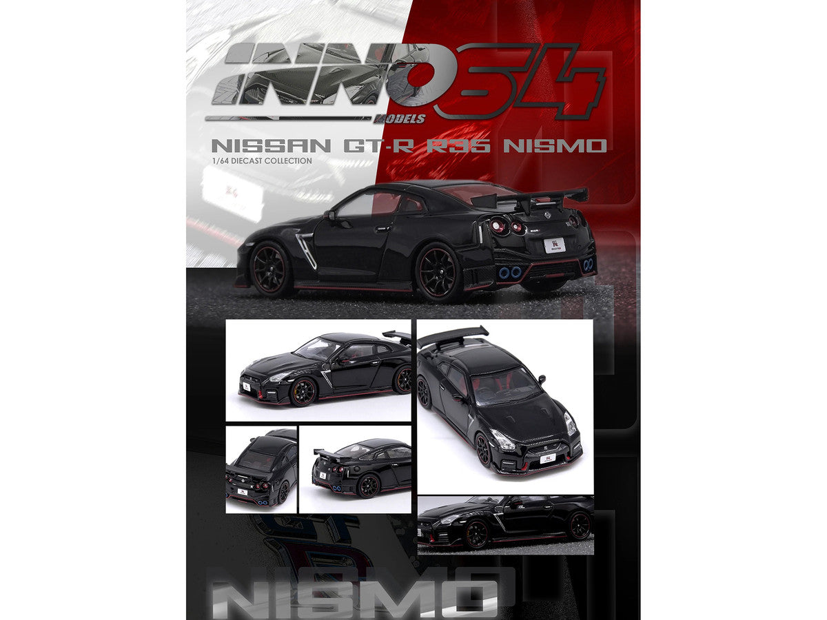 Nissan GT-R (R35) Nismo RHD (Right Hand Drive) Nismo Black with Carbon Hood and Top 1/64 Diecast Model Car by Inno Models by Inno Models