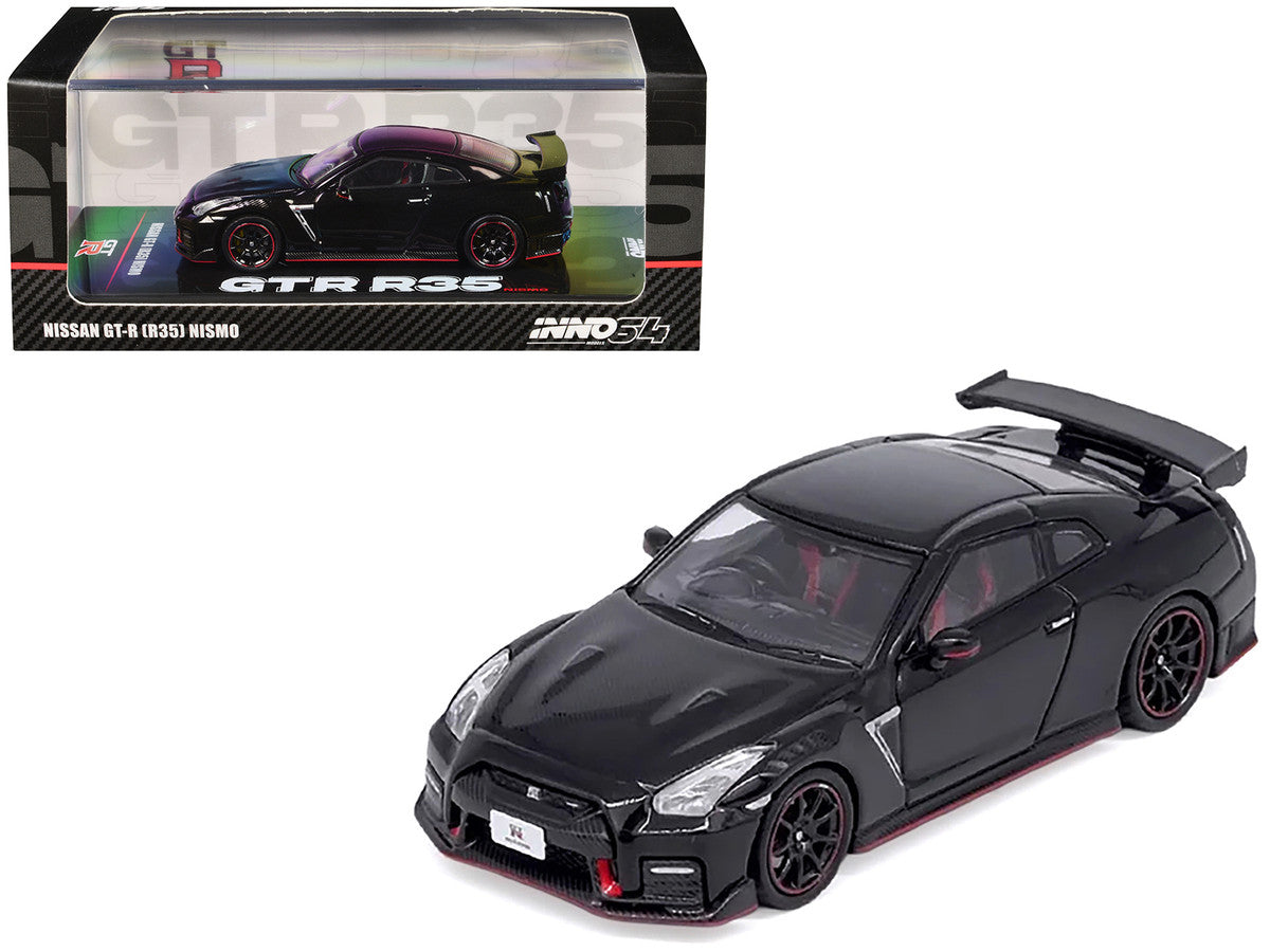 Nissan GT-R (R35) Nismo RHD (Right Hand Drive) Nismo Black with Carbon Hood and Top 1/64 Diecast Model Car by Inno Models by Inno Models