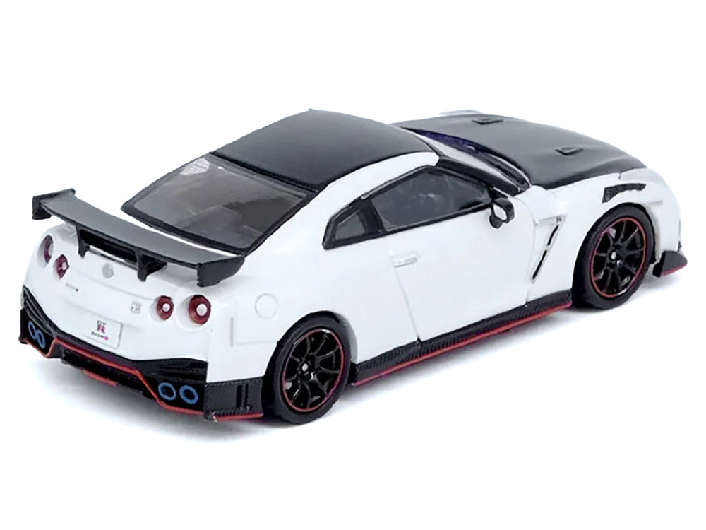 Nissan GT-R (R35) Nismo RHD (Right Hand Drive) White with Carbon Hood and Top 1/64 Diecast Model Car by Inno Models by Inno Models