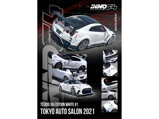 Nissan GT-R (R35) "Top Secret" RHD (Right Hand Drive) White with Black Top "Tokyo Auto Salon 2021" 1/64 Diecast Model Car by Inno Models by Inno Models