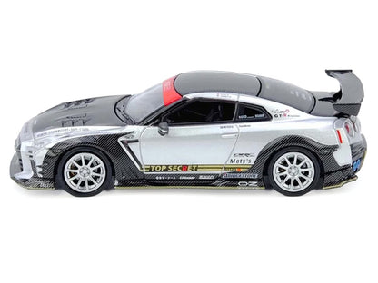 Nissan GT-R (R35) Top Secret RHD (Right Hand Drive) Silver Metallic with Carbon Hood and Top "Tokyo Auto Salon Hong Kong 2025 Event Edition" 1/64 Diecast Model Car by Inno Models by Inno Models
