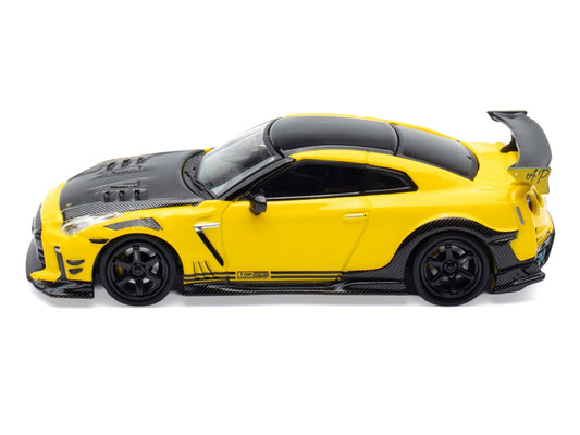 Nissan GT-R (R35) RHD (Right Hand Drive) Yellow with Carbon Hood and Black Top "The Model Car Show Singapore 2025 Event Edition" 1/64 Diecast Model Car by Inno Models by Inno Models