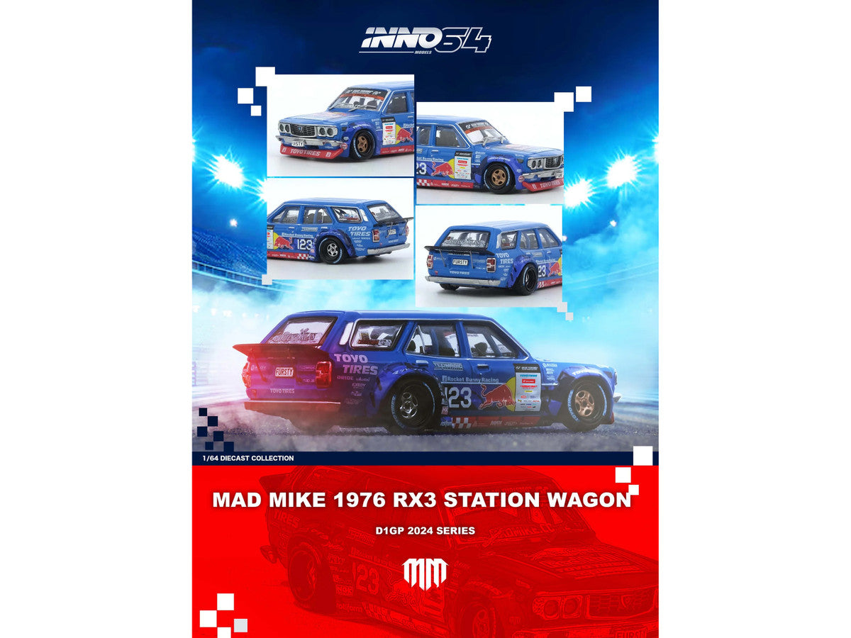 1976 Mazda RX3 Station Wagon RHD (Right Hand Drive) #12 "Mad" Mike Whiddett "D1 Grand Prix" (2024) 1/64 Diecast Model Car by Inno Models by Inno Models