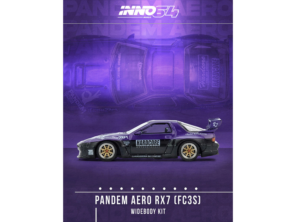 Mazda RX7 (FC3S) "Pandem Rocket Bunny" Kit Purple Metallic and Black 1/64 Diecast Model Car by Inno Models by Inno Models