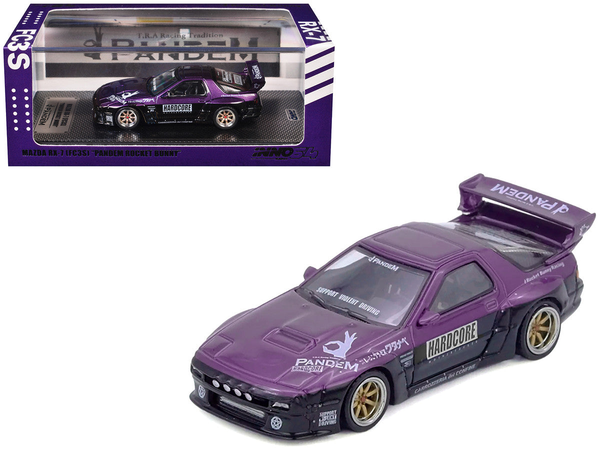 Mazda RX7 (FC3S) "Pandem Rocket Bunny" Kit Purple Metallic and Black 1/64 Diecast Model Car by Inno Models by Inno Models