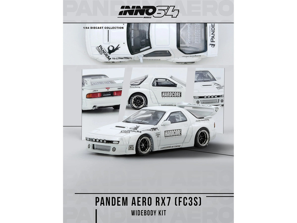 Mazda RX7 (FC3S) "Pandem Aero" Widebody Kit White with Graphics 1/64 Diecast Model Car by Inno Models by Inno Models