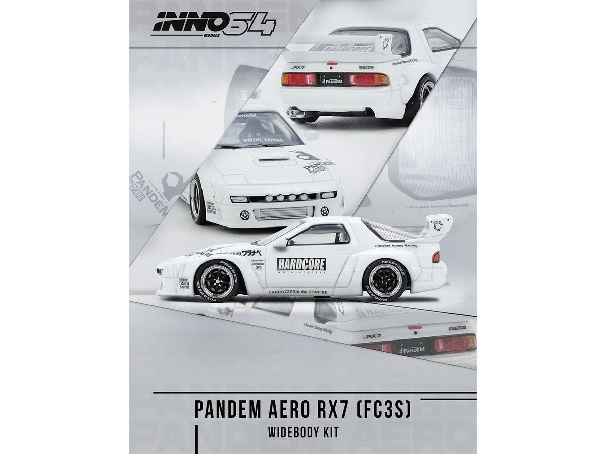 Mazda RX7 (FC3S) "Pandem Aero" Widebody Kit White with Graphics 1/64 Diecast Model Car by Inno Models by Inno Models