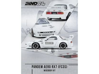 Mazda RX7 (FC3S) "Pandem Aero" Widebody Kit White with Graphics 1/64 Diecast Model Car by Inno Models by Inno Models