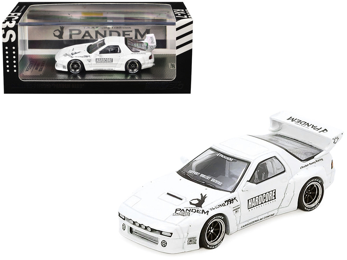 Mazda RX7 (FC3S) "Pandem Aero" Widebody Kit White with Graphics 1/64 Diecast Model Car by Inno Models by Inno Models