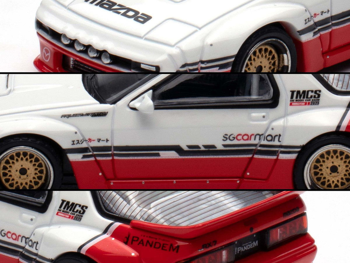 Mazda RX-7 (FC3S) "Pandem Rocket Bunny" White and Red with Black Stripes "The Model Car Show Singapore 2025 Event Edition" 1/64 Diecast Model Car by Inno Models by Inno Models