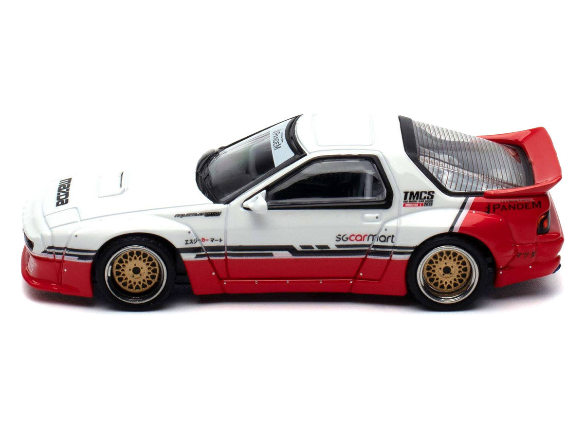 Mazda RX-7 (FC3S) "Pandem Rocket Bunny" White and Red with Black Stripes "The Model Car Show Singapore 2025 Event Edition" 1/64 Diecast Model Car by Inno Models by Inno Models