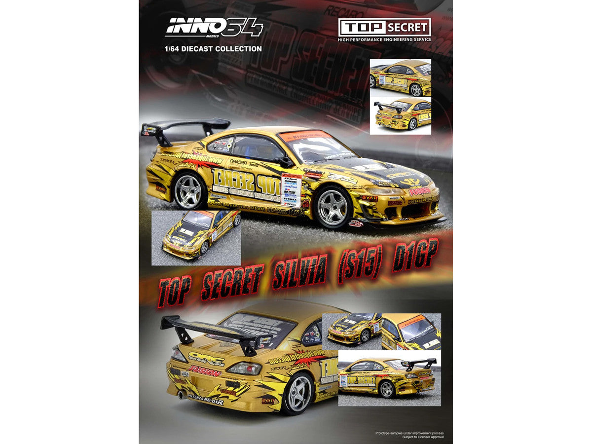 Nissan "Top Secret" Silvia (S15) RHD (Right Hand Drive) Ryuji Miki - Champion "D1 Grand Prix" (2004) 1/64 Diecast Model Car by Inno Models by Inno Models