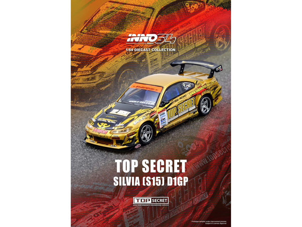 Nissan "Top Secret" Silvia (S15) RHD (Right Hand Drive) Ryuji Miki - Champion "D1 Grand Prix" (2004) 1/64 Diecast Model Car by Inno Models by Inno Models