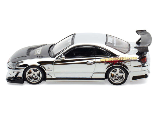 Nissan "Top Secret" Silvia (S15) RHD (Right Hand Drive) Chrome with Carbon Hood "Tokyo Auto Salon Kuala Lumpur 2025 Event Edition" 1/64 Diecast Model Car by Inno Models by Inno Models