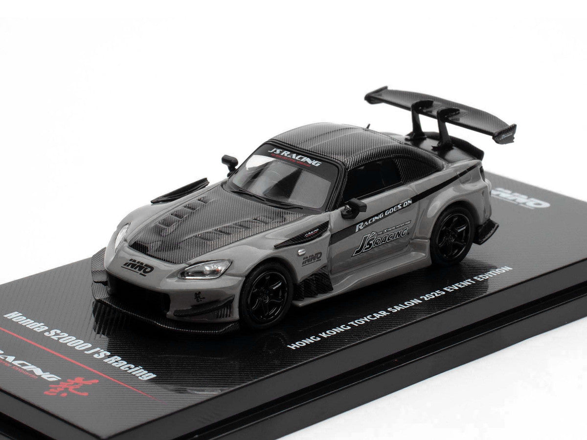 Honda S2000 RHD (Right Hand Drive) "J's Racing" Gray with Carbon Hood and Top "Hong Kong Toycar Salon 2025 Event Edition" 1/64 Diecast Model Car by Inno Models by Inno Models