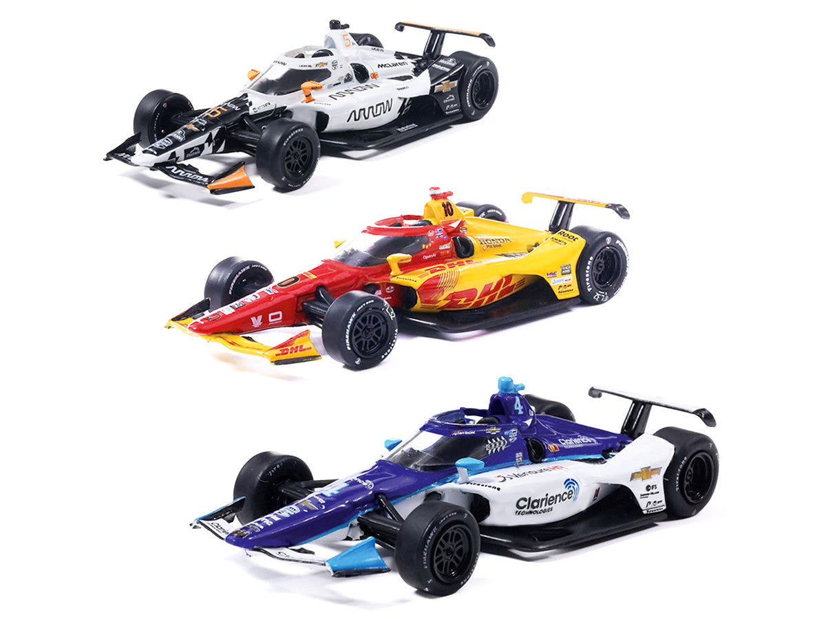 "109th Indianapolis 500" (2025) Podium Set of 3 IndyCars 1/64 Diecast Model Cars by IXO Models by IXO