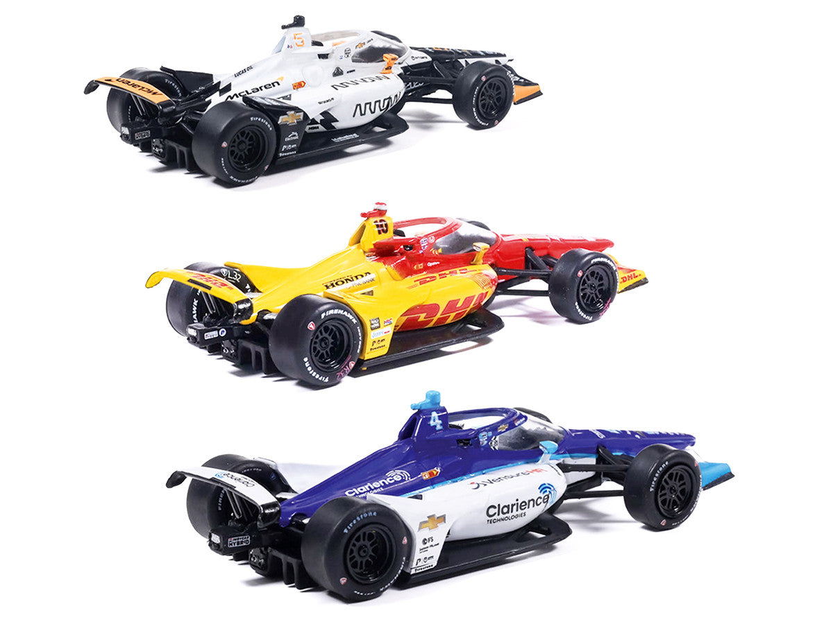 "109th Indianapolis 500" (2025) Podium Set of 3 IndyCars 1/64 Diecast Model Cars by IXO Models by IXO