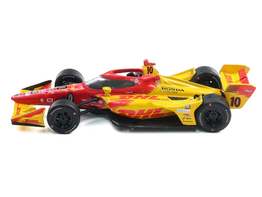 Dallara IndyCar #10 Alex Palou "DHL" Chip Ganassi Racing (Road Course Configuration) Champion "NTT IndyCar Series" (2025) with Trading Card 1/64 Diecast Model Car by IXO Models by IXO
