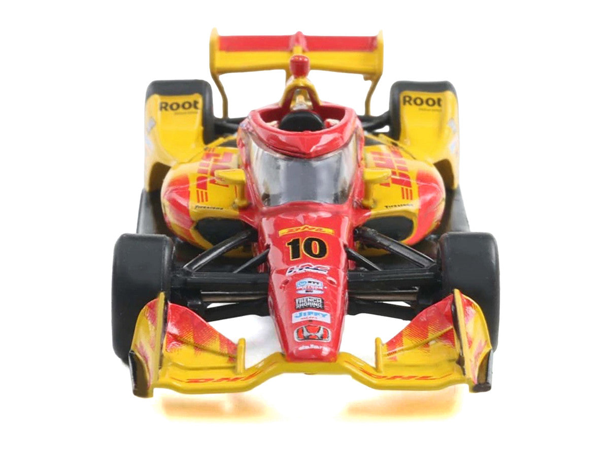 Dallara IndyCar #10 Alex Palou "DHL" Chip Ganassi Racing (Road Course Configuration) Champion "NTT IndyCar Series" (2025) with Trading Card 1/64 Diecast Model Car by IXO Models by IXO