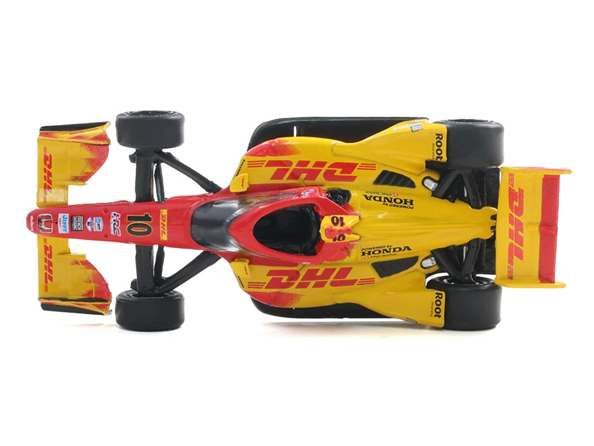 Dallara IndyCar #10 Alex Palou "DHL" Chip Ganassi Racing (Road Course Configuration) Champion "NTT IndyCar Series" (2025) with Trading Card 1/64 Diecast Model Car by IXO Models by IXO
