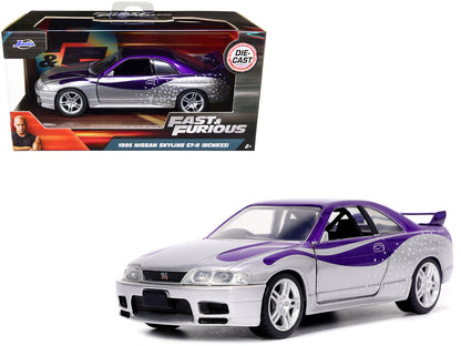 1995 Nissan Skyline GT-R (BCNR33) Purple and Silver Metallic "Fast & Furious" Series 1/32 Diecast Model Car by Jada by Jada