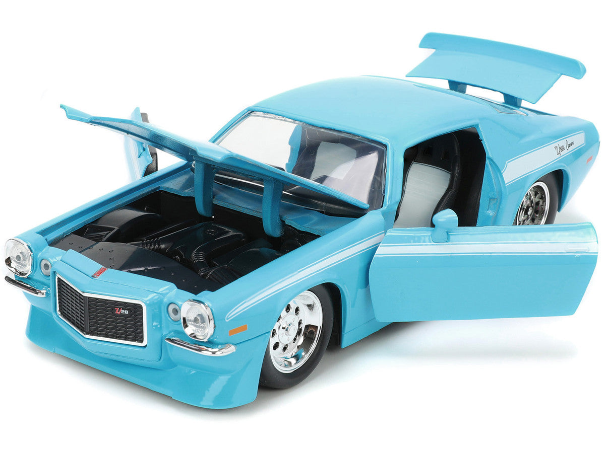 1971 Chevrolet Camaro Z/28 Light Blue with White Stripes "Bigtime Muscle" Series 1/24 Diecast Model Car by Jada by Jada