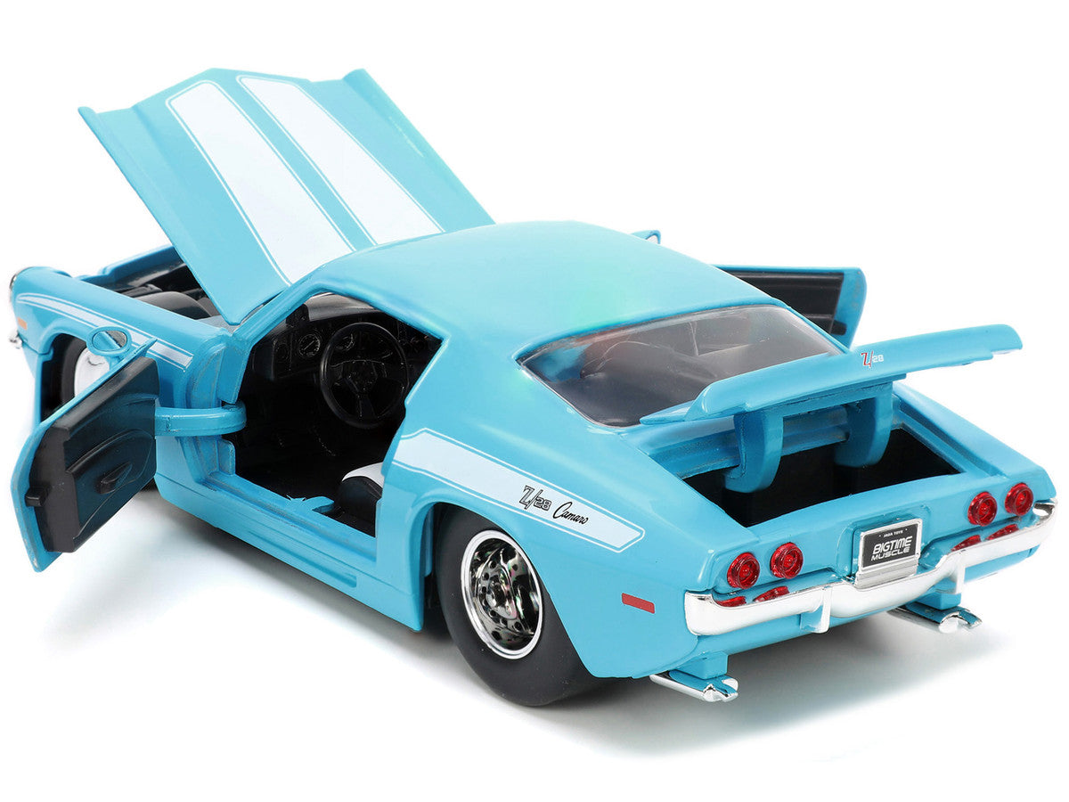 1971 Chevrolet Camaro Z/28 Light Blue with White Stripes "Bigtime Muscle" Series 1/24 Diecast Model Car by Jada by Jada