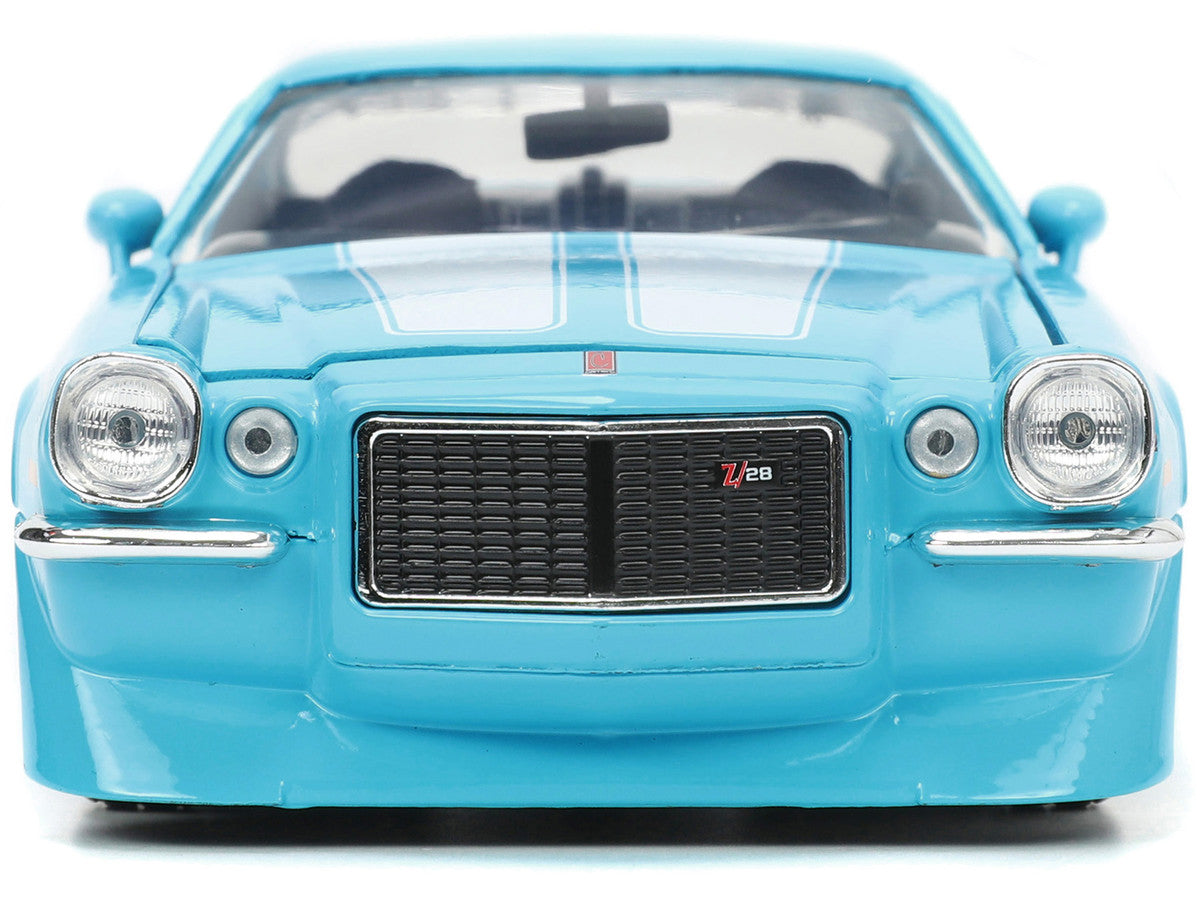 1971 Chevrolet Camaro Z/28 Light Blue with White Stripes "Bigtime Muscle" Series 1/24 Diecast Model Car by Jada by Jada