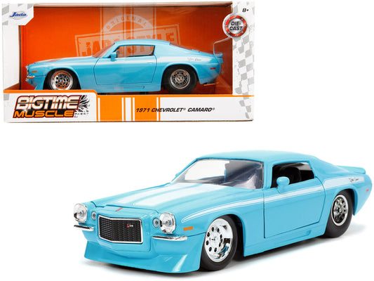 1971 Chevrolet Camaro Z/28 Light Blue with White Stripes "Bigtime Muscle" Series 1/24 Diecast Model Car by Jada by Jada