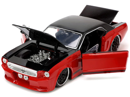 1965 Ford Mustang Custom Red and Black "Bigtime Muscle" Series 1/24 Diecast Model Car by Jada by Jada