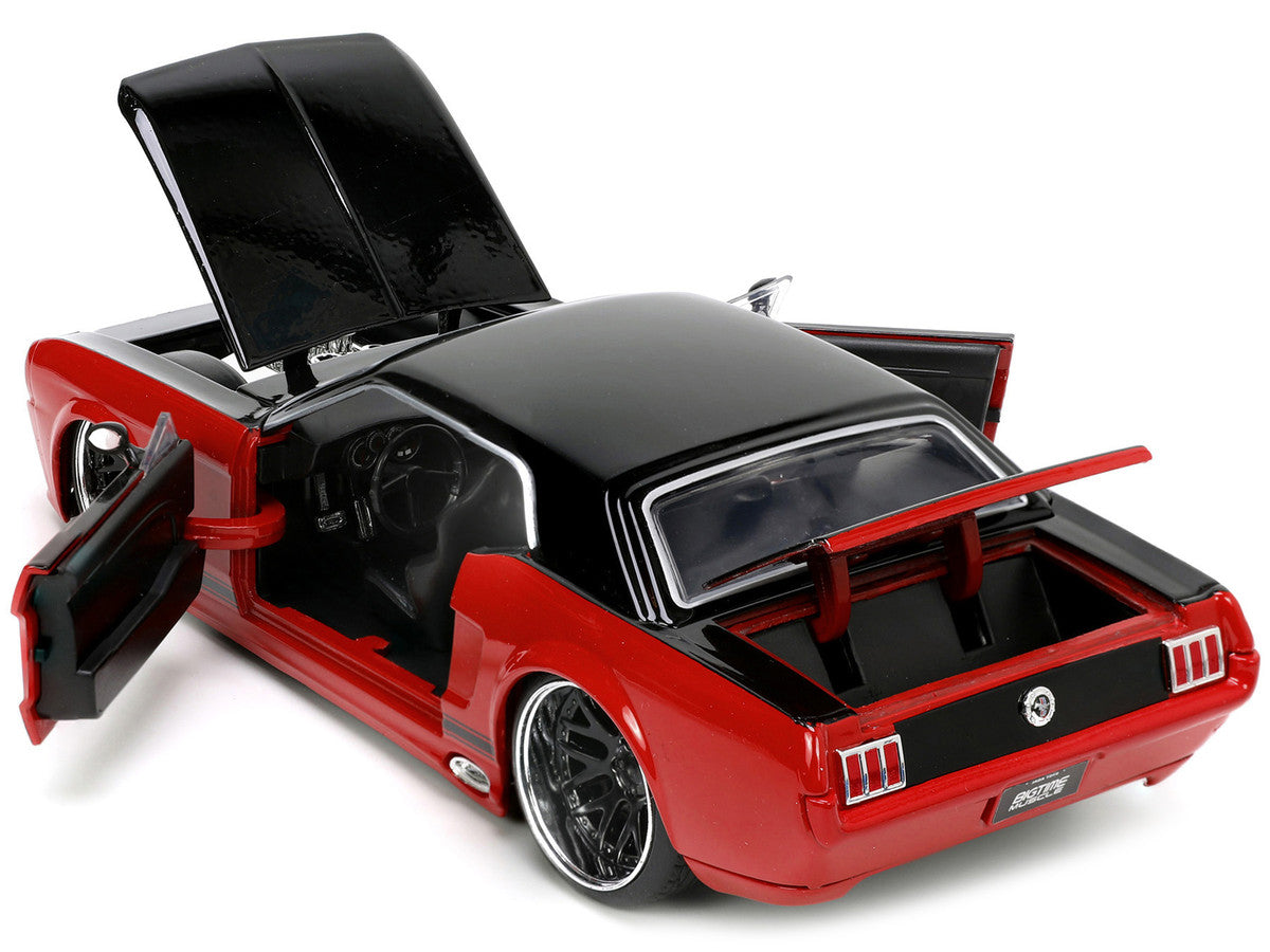 1965 Ford Mustang Custom Red and Black "Bigtime Muscle" Series 1/24 Diecast Model Car by Jada by Jada