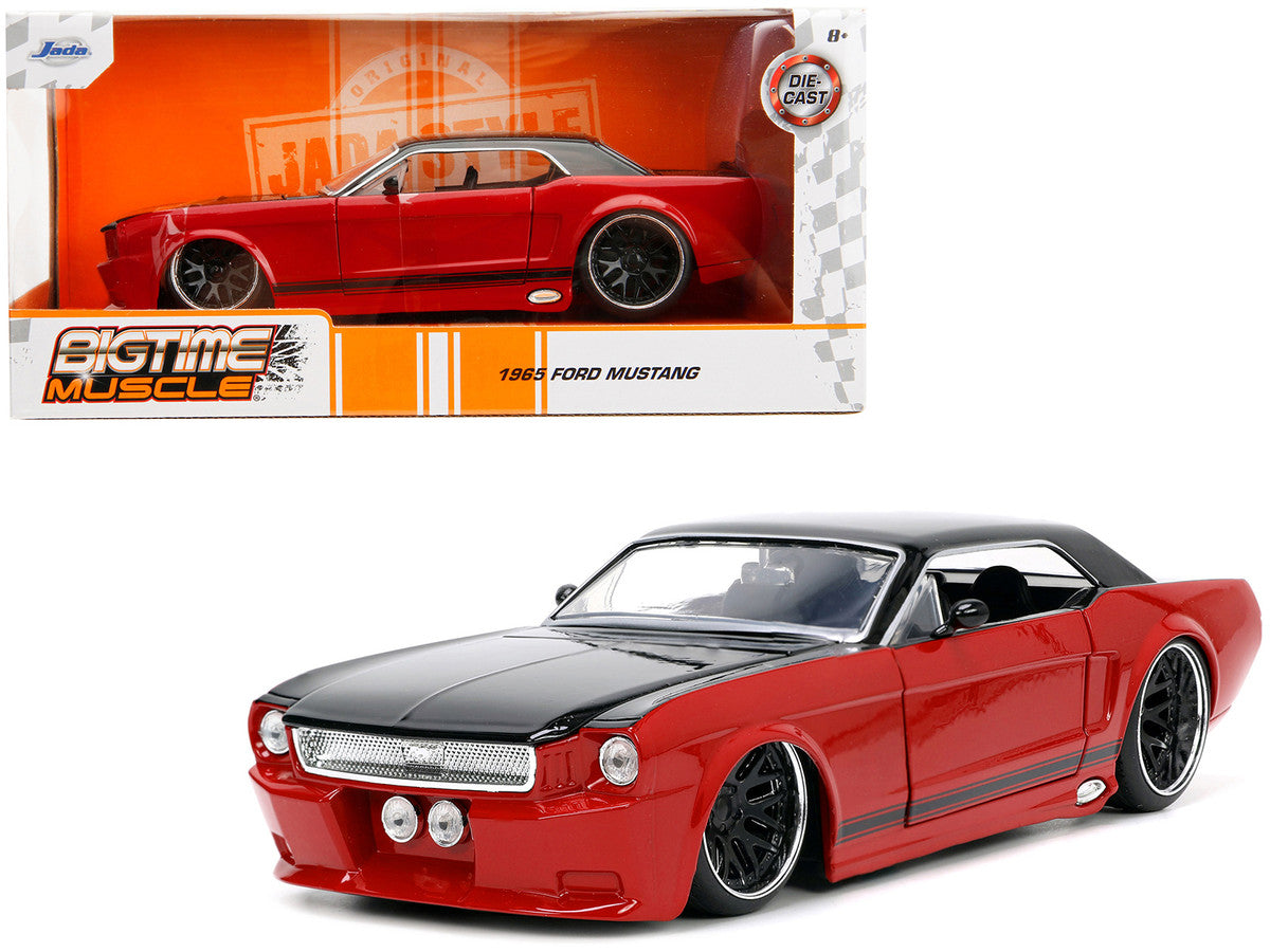 1965 Ford Mustang Custom Red and Black "Bigtime Muscle" Series 1/24 Diecast Model Car by Jada by Jada