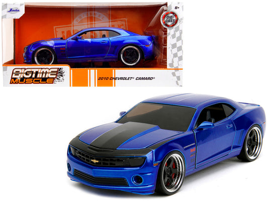 2010 Chevrolet Camaro Candy Blue with Black Hood "Bigtime Muscle" Series 1/24 Diecast Model Car by Jada by Jada