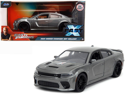 2021 Dodge Charger SRT Hellcat Gray Metallic "Fast X" (2023) Movie "Fast & Furious" Series 1/24 Diecast Model Car by Jada by Jada