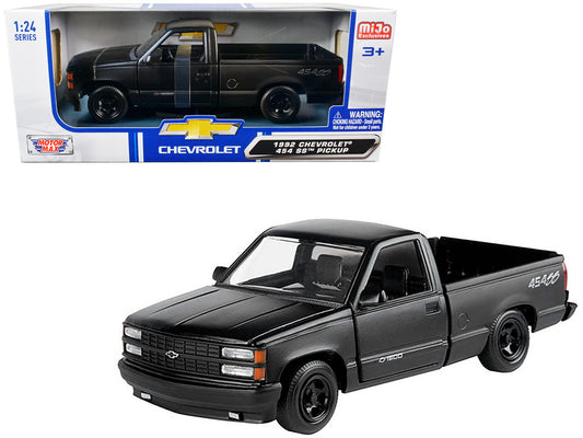 1992 Chevrolet 454 SS Pickup Truck Matt Black 1/24 Diecast Model Car by Motormax by Motormax