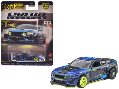 2024 Ford Mustang RTR Spec 5-FD Dark Blue with Graphics "Circuit Legends" Series Diecast Model Car by Hot Wheels by Hotwheels