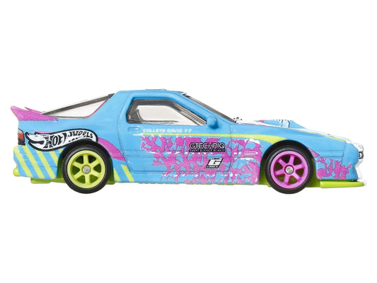 Mazda RX7 FC PANDEM Blue with Graphics "Silhouettes" Series Diecast Model Car by Hot Wheels by Hotwheels