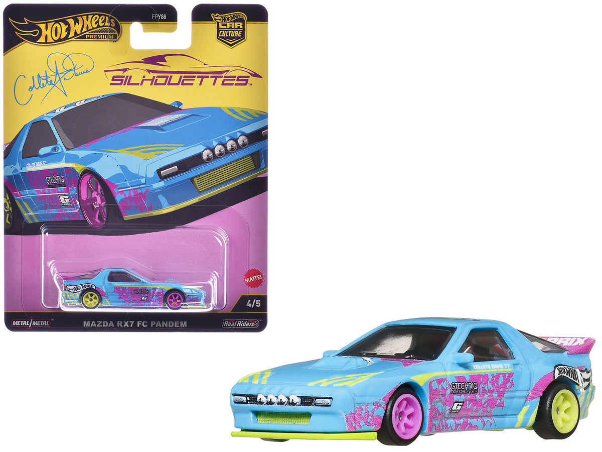 Mazda RX7 FC PANDEM Blue with Graphics "Silhouettes" Series Diecast Model Car by Hot Wheels by Hotwheels