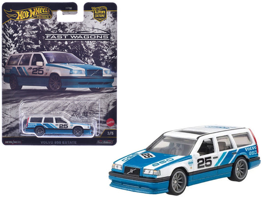 Volvo 850 Estate Wagon #25 Blue and White "Fast Wagons" Series Diecast Model Car by Hot Wheels by Hotwheels