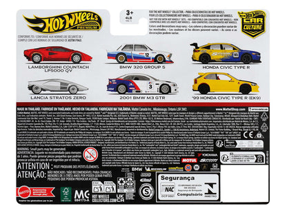 BMW 320 Group 5 #12 White with Stripes and 2001 BMW M3 GTR #3 White with Stripes "Car Culture" Set of 2 Cars Diecast Model Cars by Hot Wheels by Hotwheels