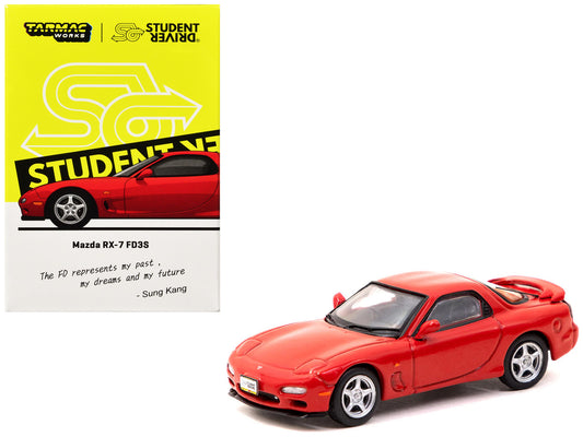 Mazda RX-7 FD3S RHD (Right Hand Drive) Red "Student Driver" "J Collection" Series 1/64 Diecast Model by Tarmac Works by Tarmac Works