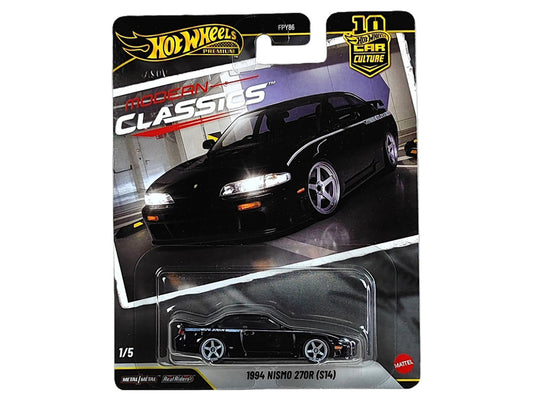 1994 Nissan Nismo 270R (S14) RHD (Right Hand Drive) Black with White Stripes "Modern Classics" Series Diecast Model Car by Hot Wheels by Hotwheels
