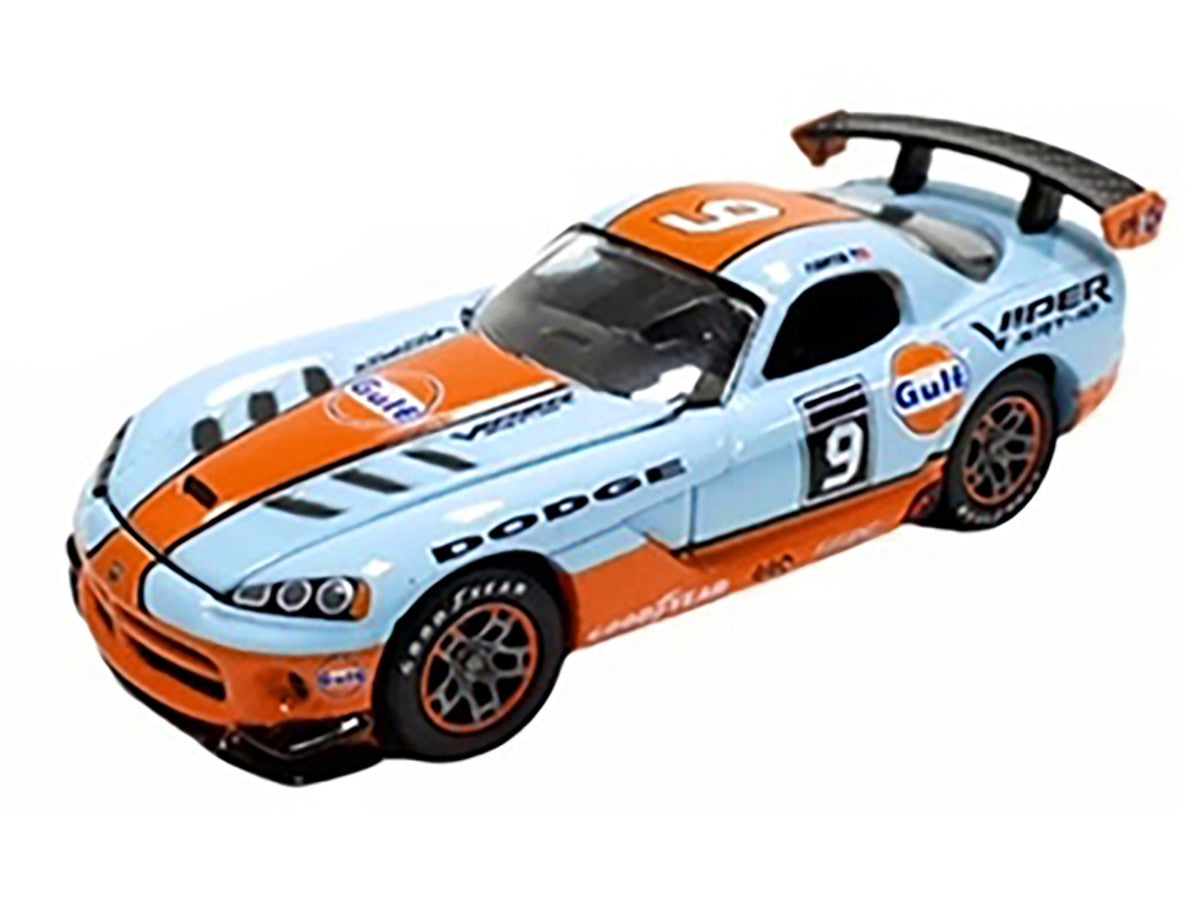 2008 Dodge Viper SRT10 #9 "Gulf Oil" Light Blue and Orange Limited Edition to 2496 pieces Worldwide 1/64 Diecast Model Car by Johnny Lightning by Johnny Lightning