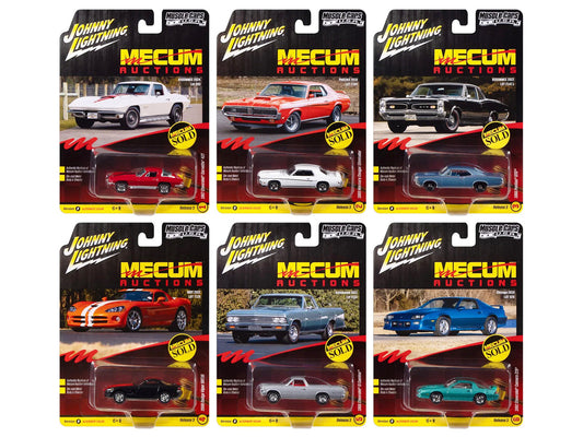 "Muscle Cars USA" 2025 Release 3 Set B of 6 pieces "MECUM Auctions" 1/64 Diecast Model Cars by Johnny Lightning by Johnny Lightning
