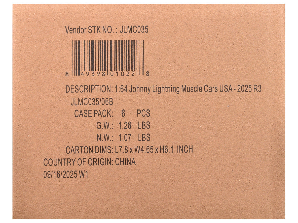 "Muscle Cars USA" 2025 Release 3 Set B of 6 pieces "MECUM Auctions" 1/64 Diecast Model Cars by Johnny Lightning by Johnny Lightning