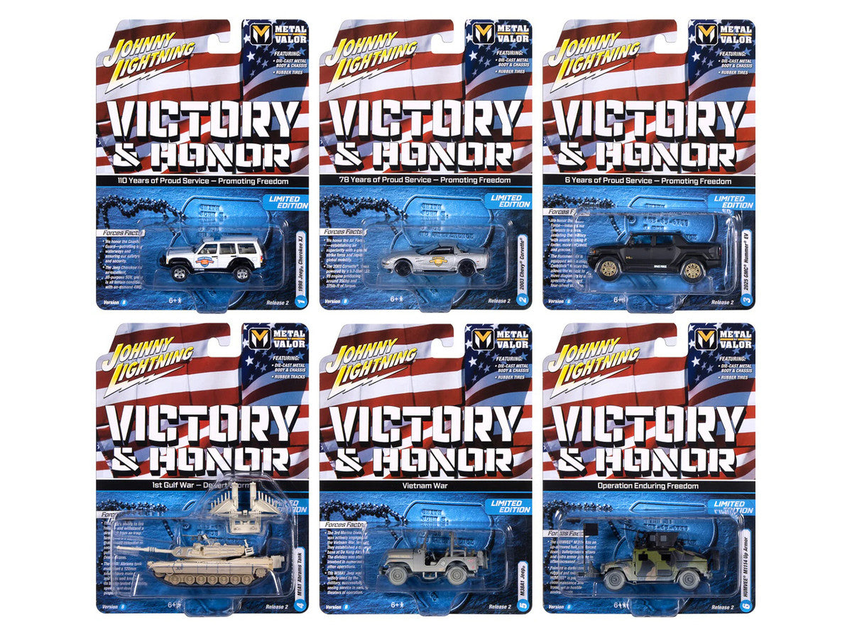 "Military" Set B of 6 pieces 2025 Release 2 Limited Edition 1/64 Diecast Model Cars by Johnny Lightning by Johnny Lightning