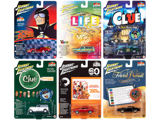 Pop Culture 2022 Set of 6 Cars Release 4 1/64 Diecast Model Cars by Johnny Lightning by Johnny Lightning