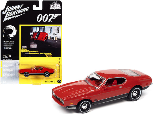 1971 Ford Mustang Mach 1 Bright Red with Black Bottom (James Bond 007) "Diamonds Are Forever" (1971) Movie "Pop Culture" Series 1/64 Diecast Model Car by Johnny Lightning by Johnny Lightning