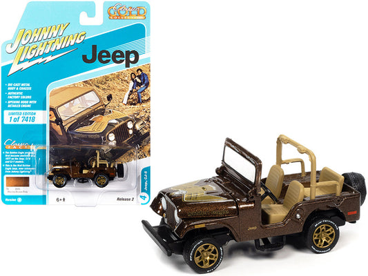 Jeep CJ-5 Mocha Brown Metallic with Golden Eagle Graphics "Classic Gold Collection" Series Limited Edition to 7418 pieces Worldwide 1/64 Diecast Model Car by Johnny Lightning by Johnny Lightning